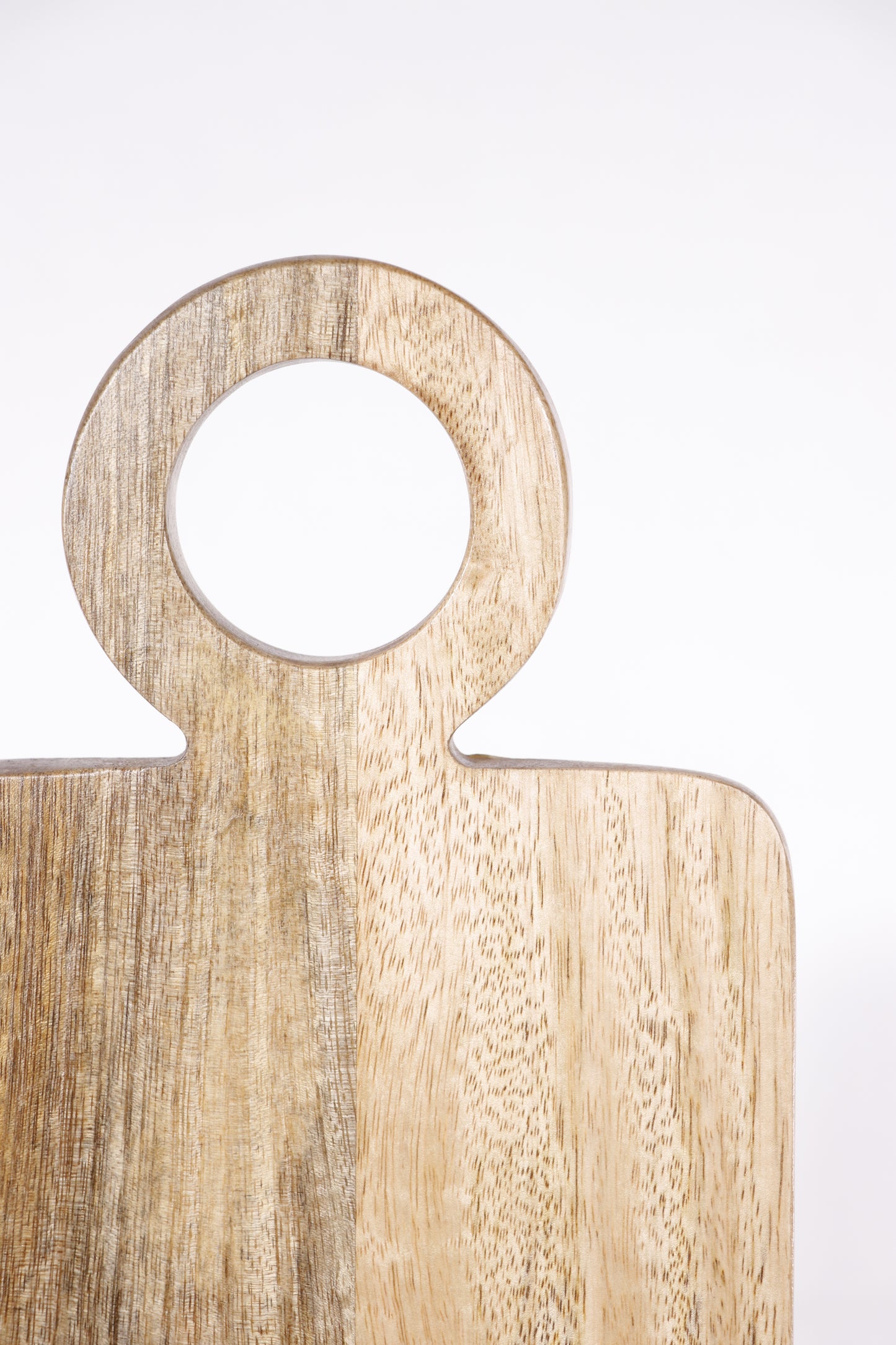 Mango Wood Serving Board With Round Handle, Natural
