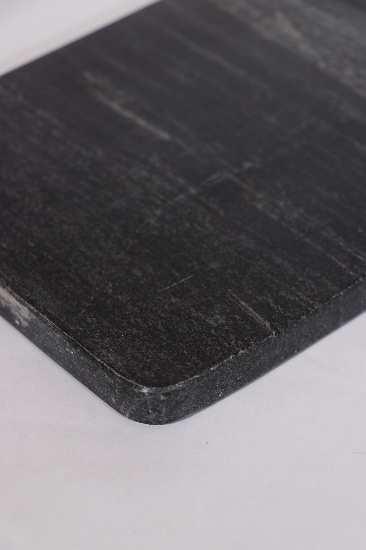 Marble Serving Board with Leather Handle, White and Black