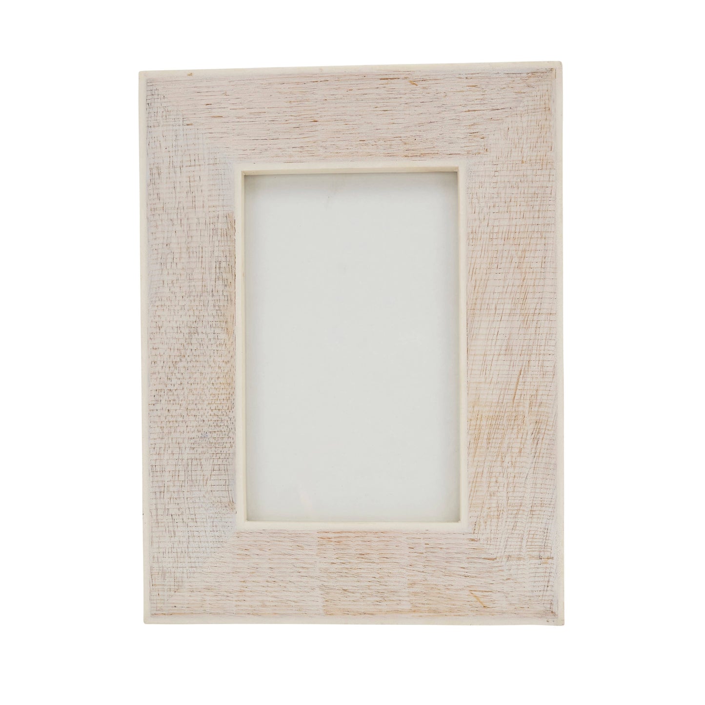 Luxe Cross Hatch Bone + Wood Photo Frame: Natural / 4"x6"