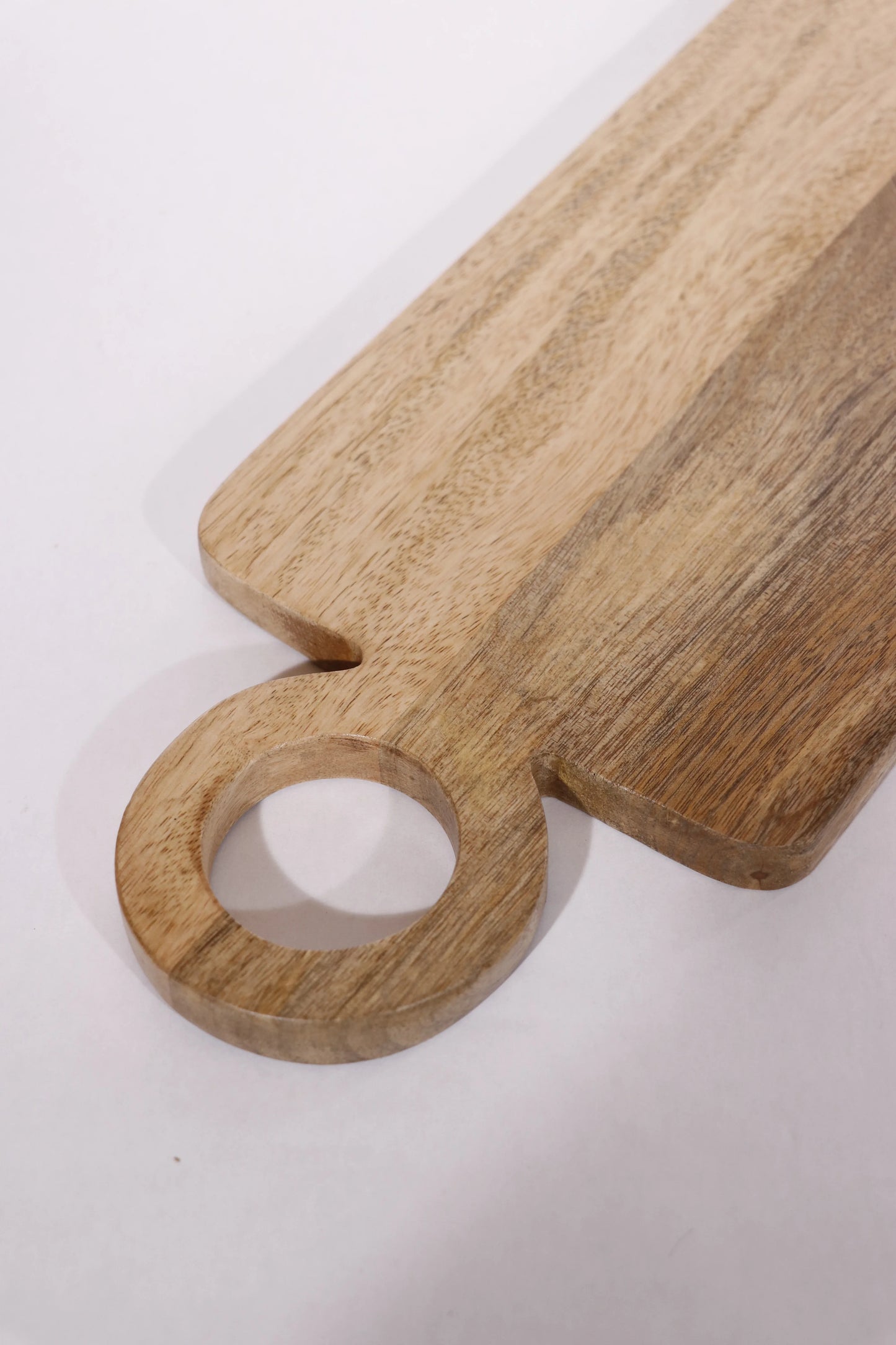 Mango Wood Serving Board With Round Handle, Natural - Twelve 28 Market