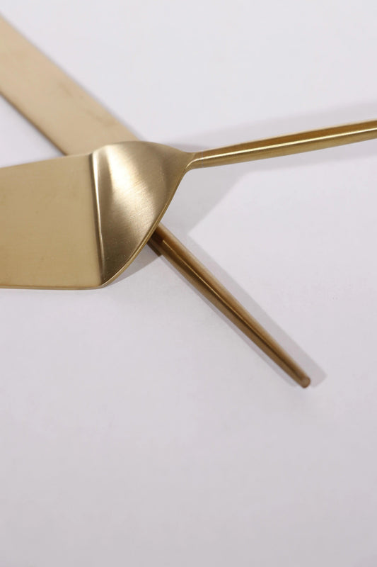 Handmade Aura Stainless Steel Cake Cutter, Gold finish, Set of 2 - Twelve 28 Market