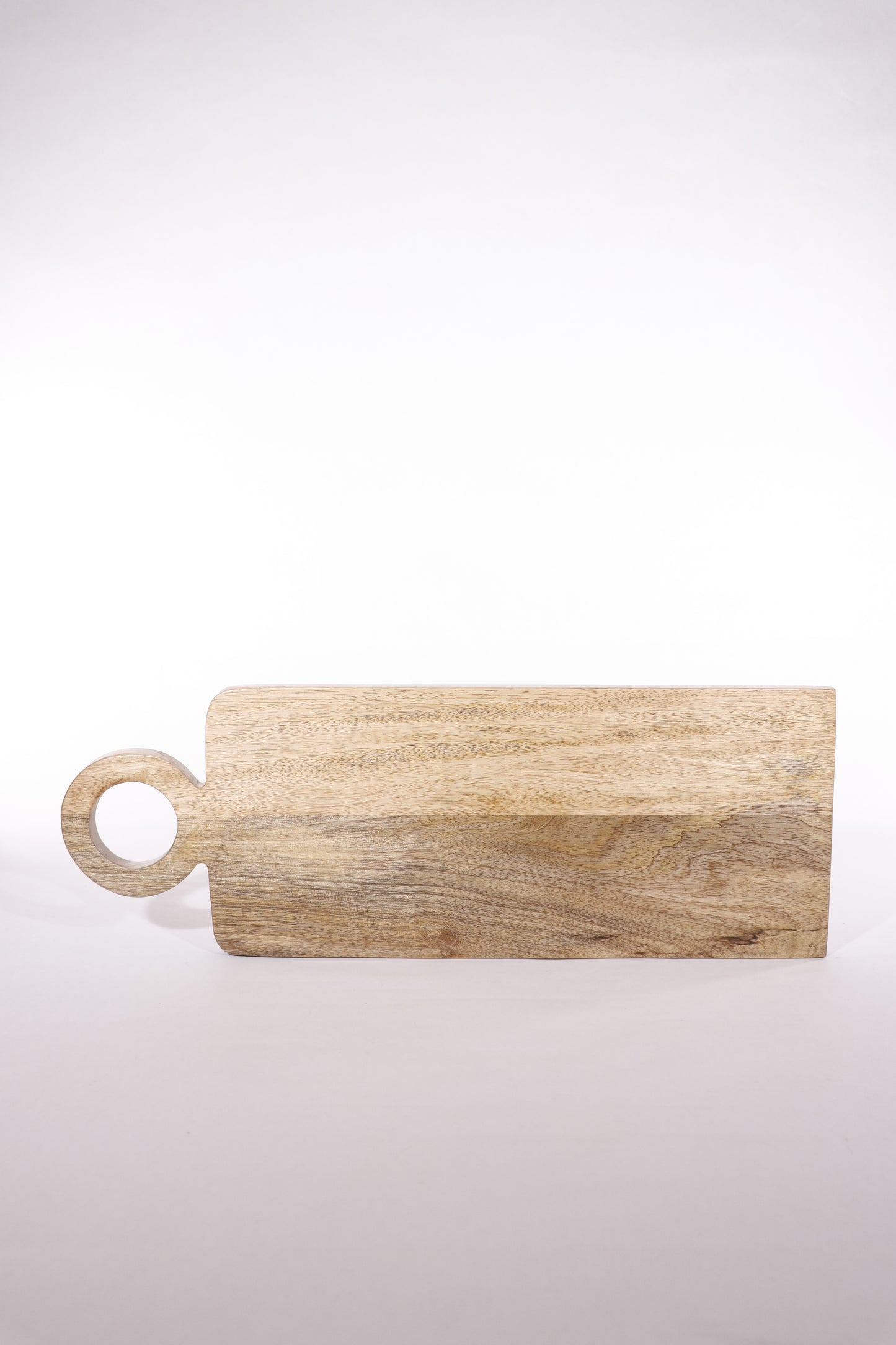 Mango Wood Serving Board With Round Handle, Natural