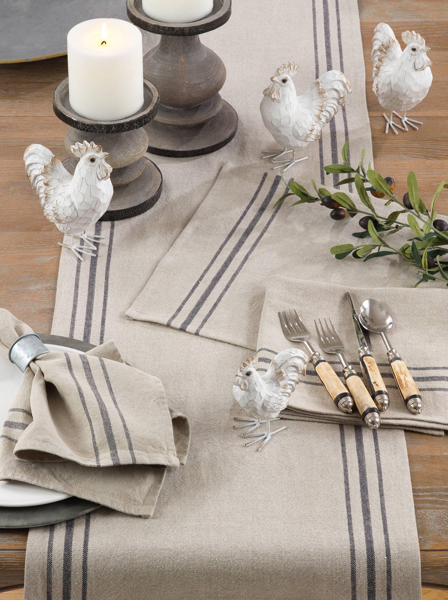 Striped Linen Runner: Natural / 16"x72" - Twelve 28 Market