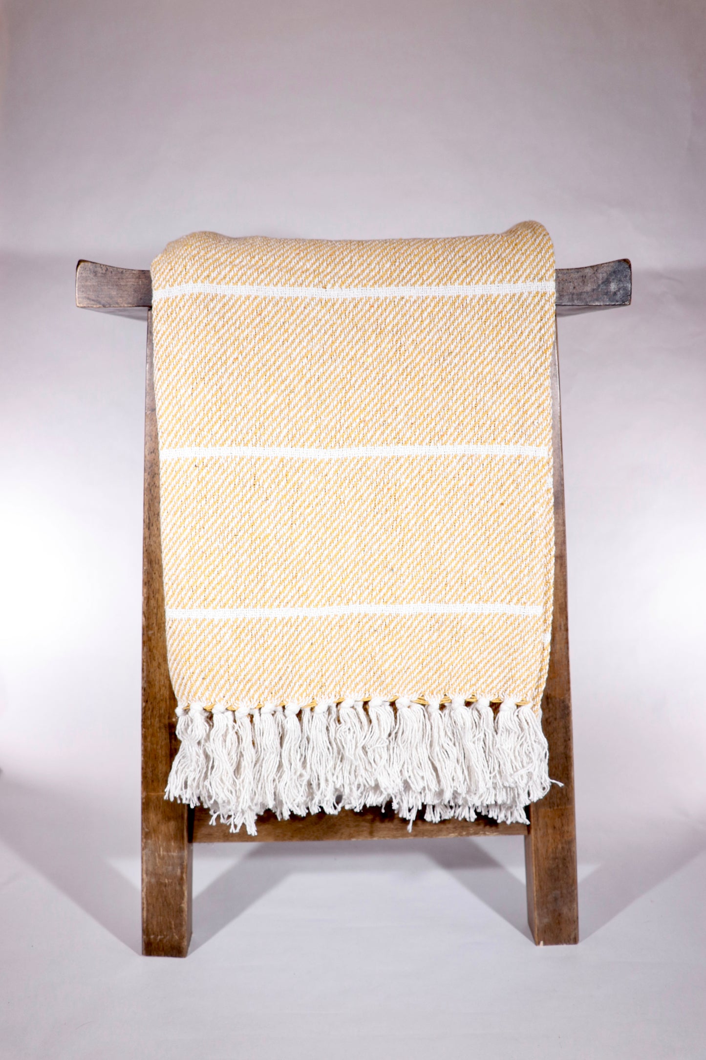 Woven Cotton Throw Blanket with Fringes, Goldenrod