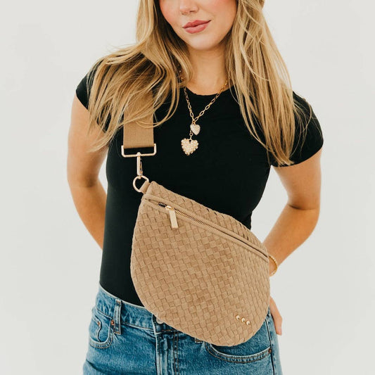 Suede Westlyn Woven Bum Bag: Suede Taupe