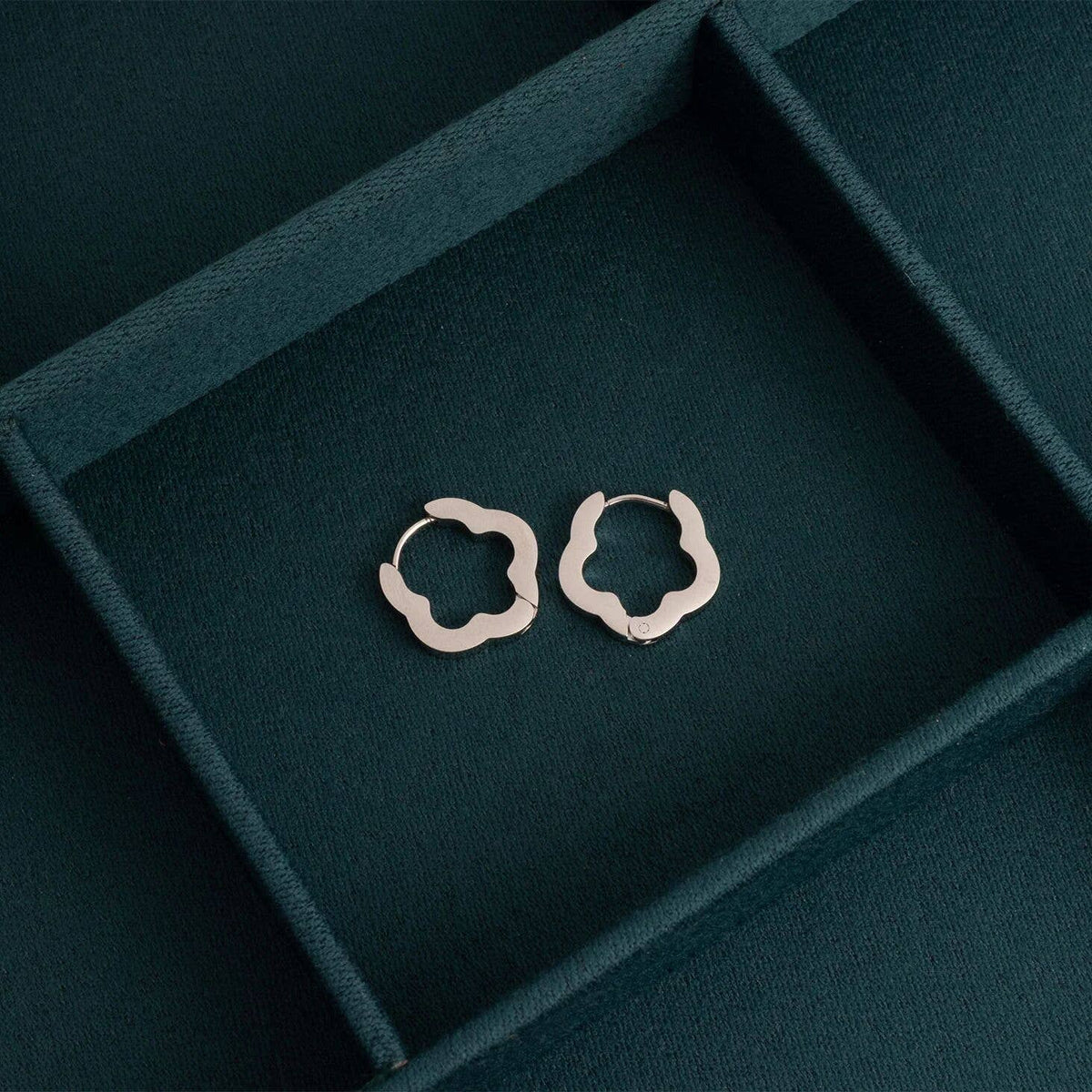 18K Gold PVD Stainless Steel Flower Huggie Earrings: Stainless