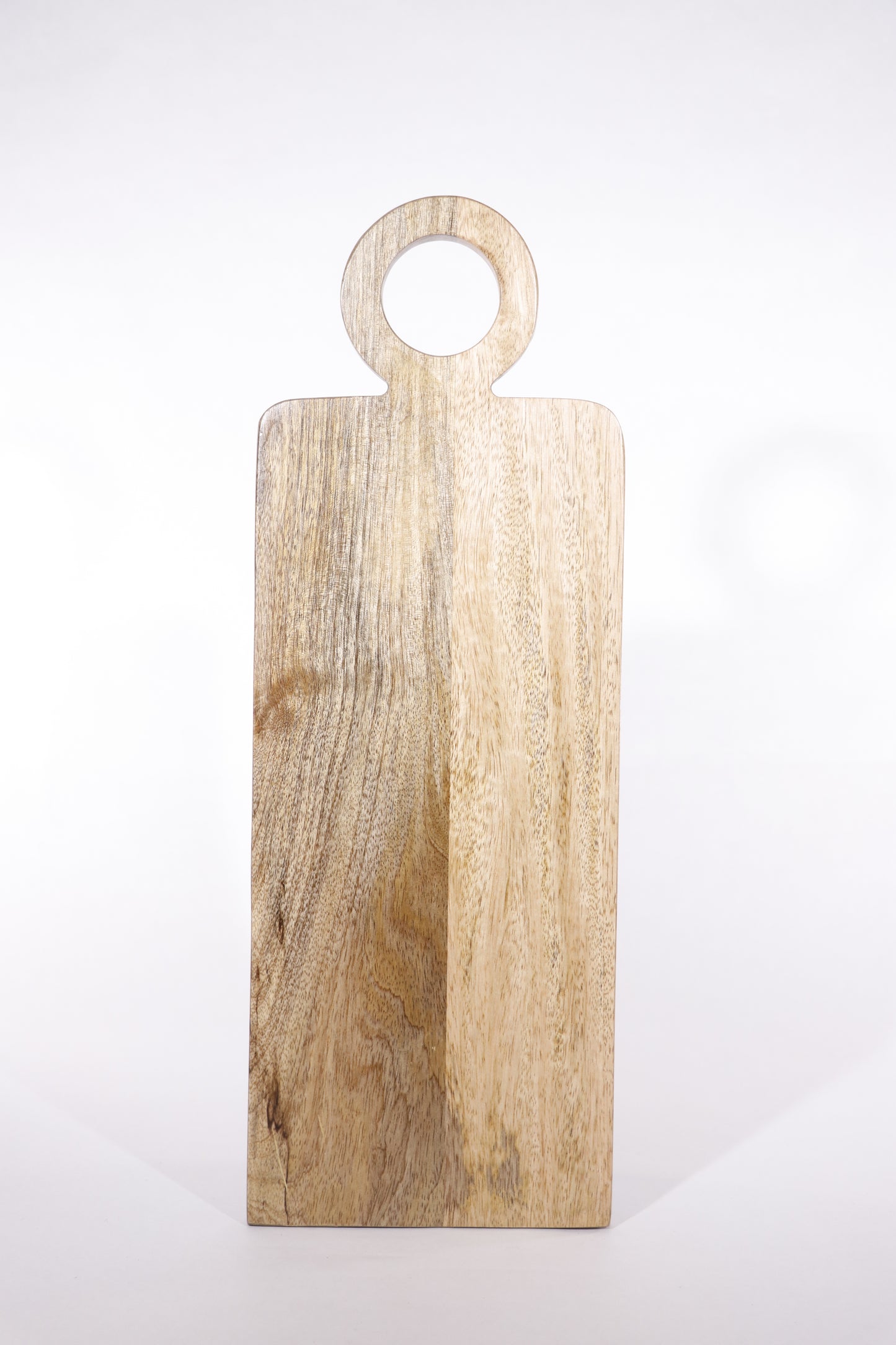 Mango Wood Serving Board With Round Handle, Natural