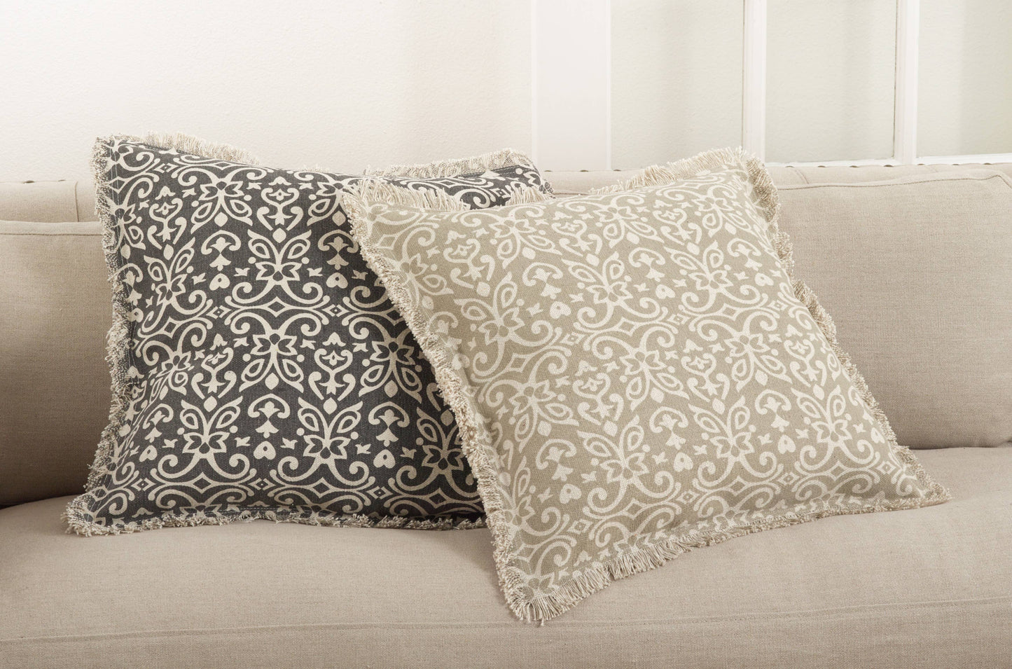 Floral Motif Pillow - Down Filled: Natural / Down Insert / 20"