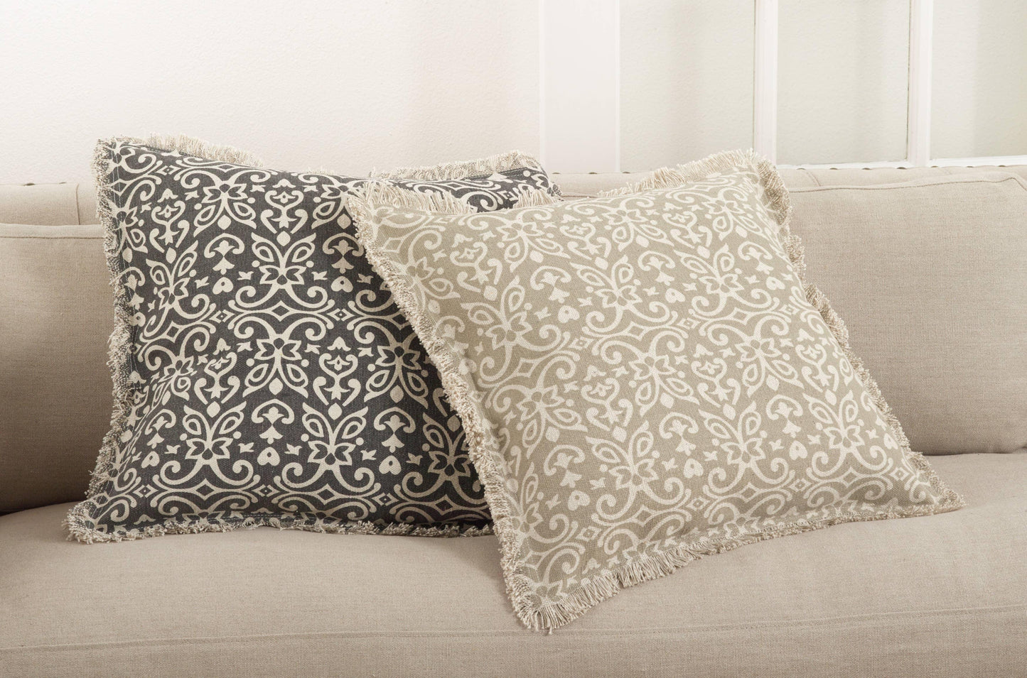 Floral Motif Pillow - Down Filled: Natural / Down Insert / 20" - Twelve 28 Market