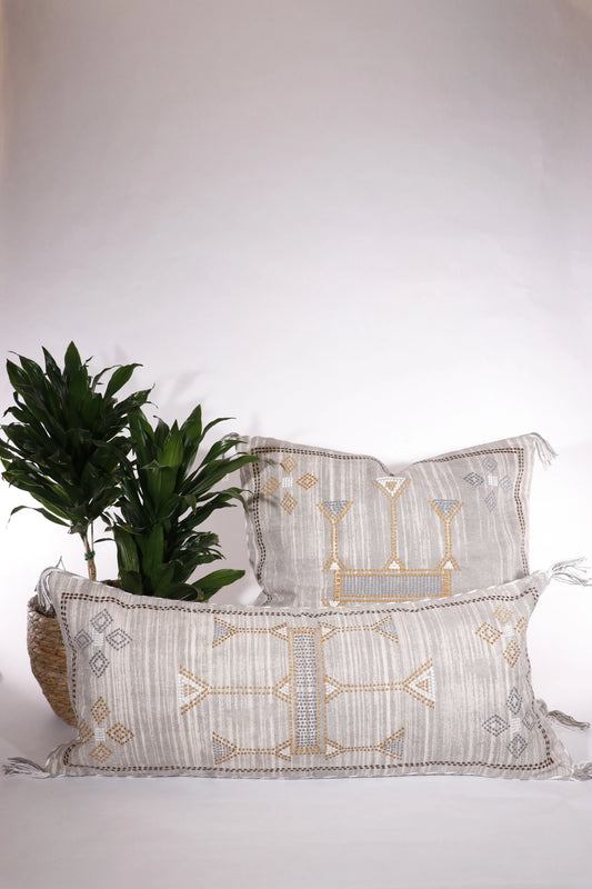 Cactus Silk Inspired Pillow Cover, Grey, 12 x 28 - Twelve 28 Market