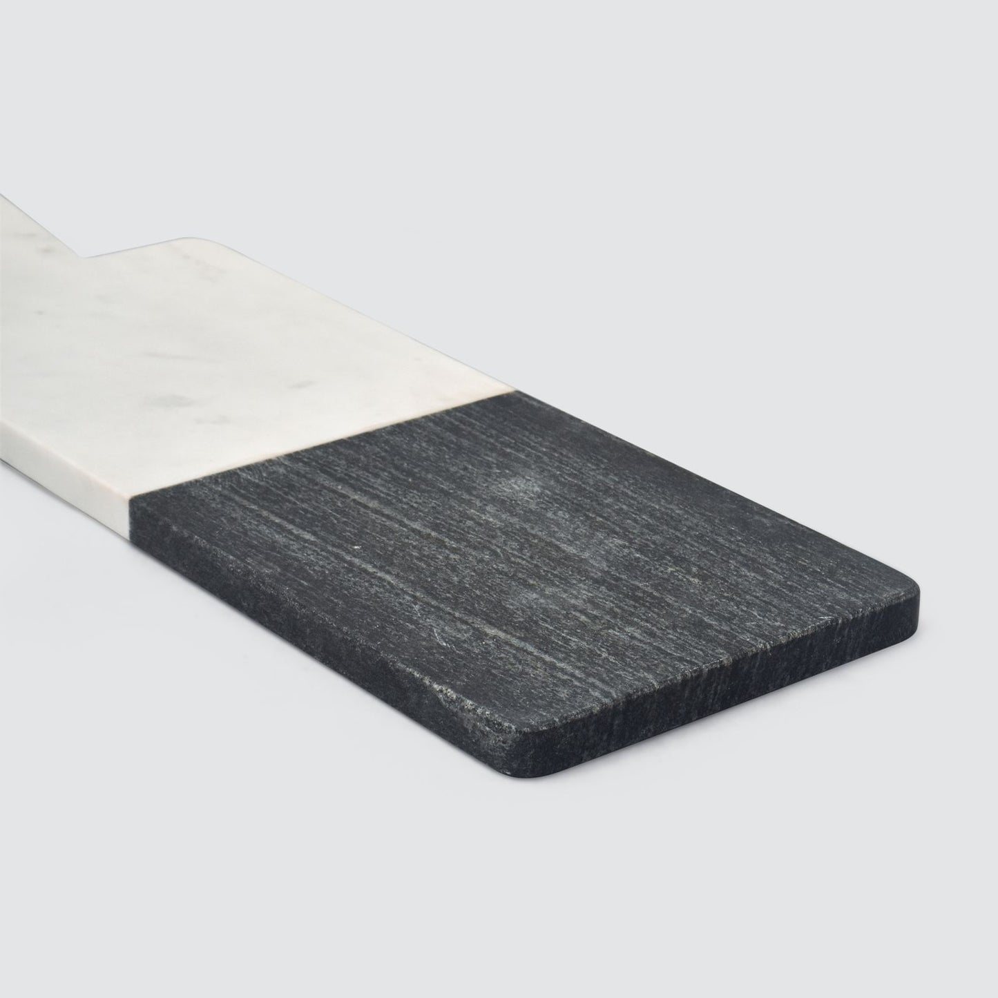 Marble Serving Board with Leather Handle, White and Black