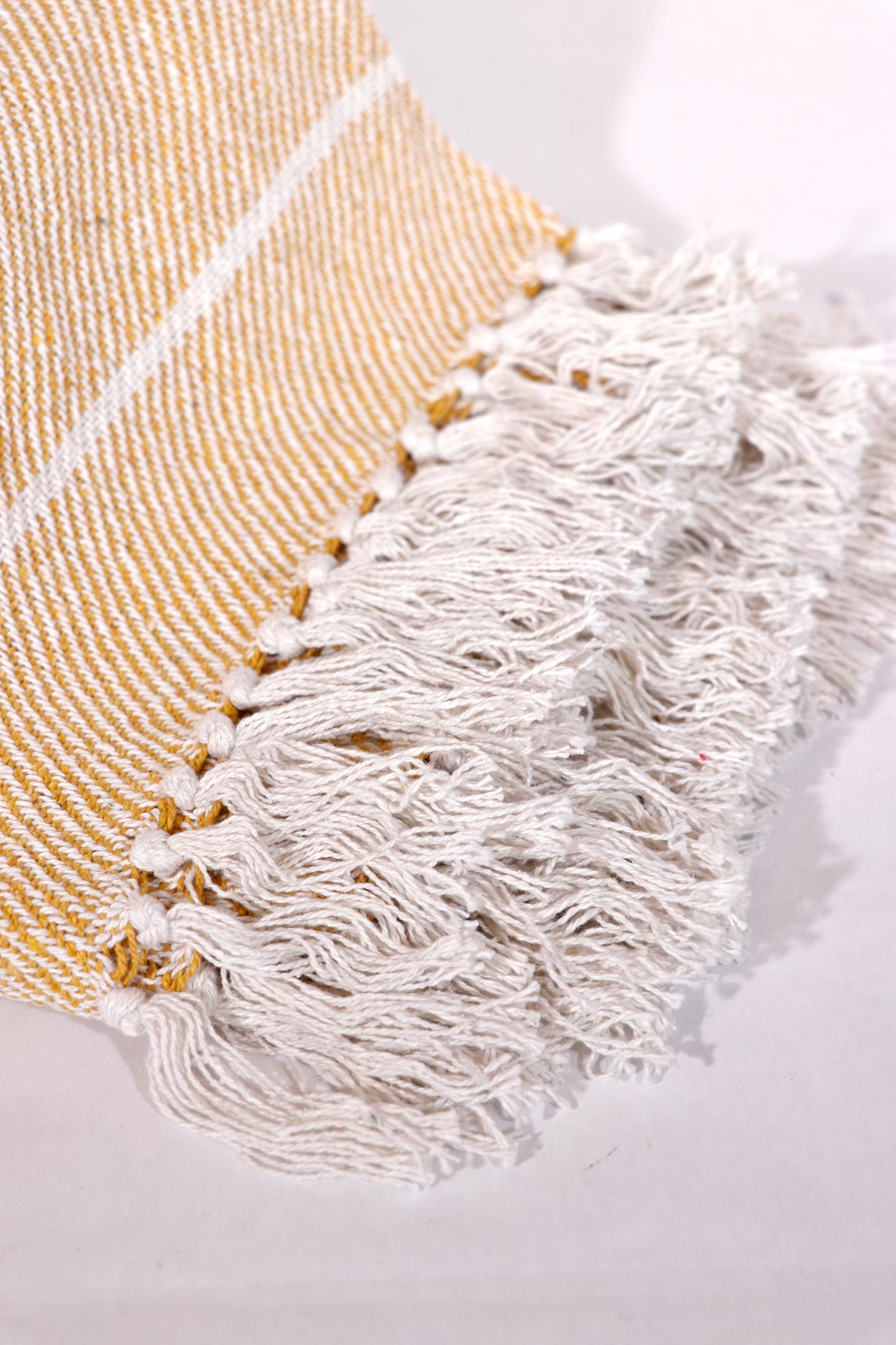 Woven Cotton Throw Blanket with Fringes, Goldenrod