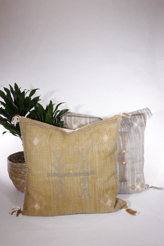 Cactus Silk Inspired Cotton Pillow Cover, Goldenrod, 20x20