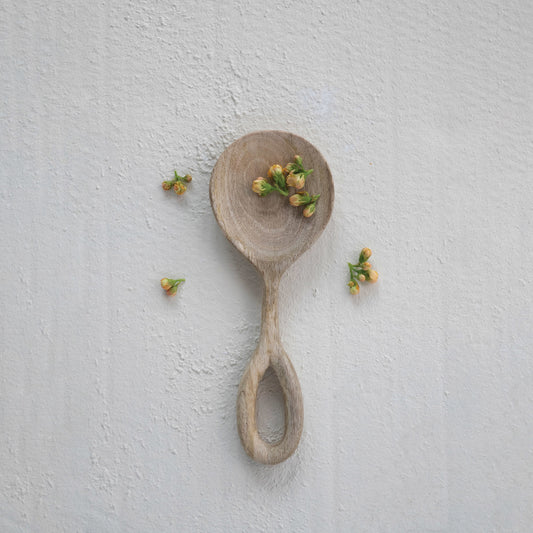 Hand-Carved Mango Wood Spoon, Bleached