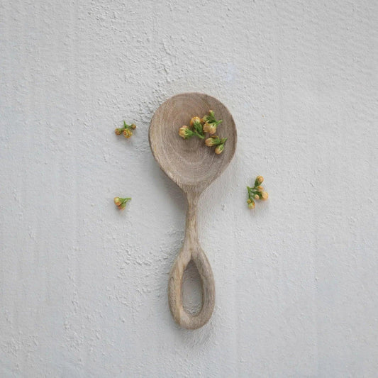 Hand-Carved Mango Wood Spoon, Bleached - Twelve 28 Market