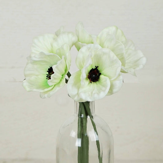 Real Touch Poppy Stem-White, 11”, Bundle of 4