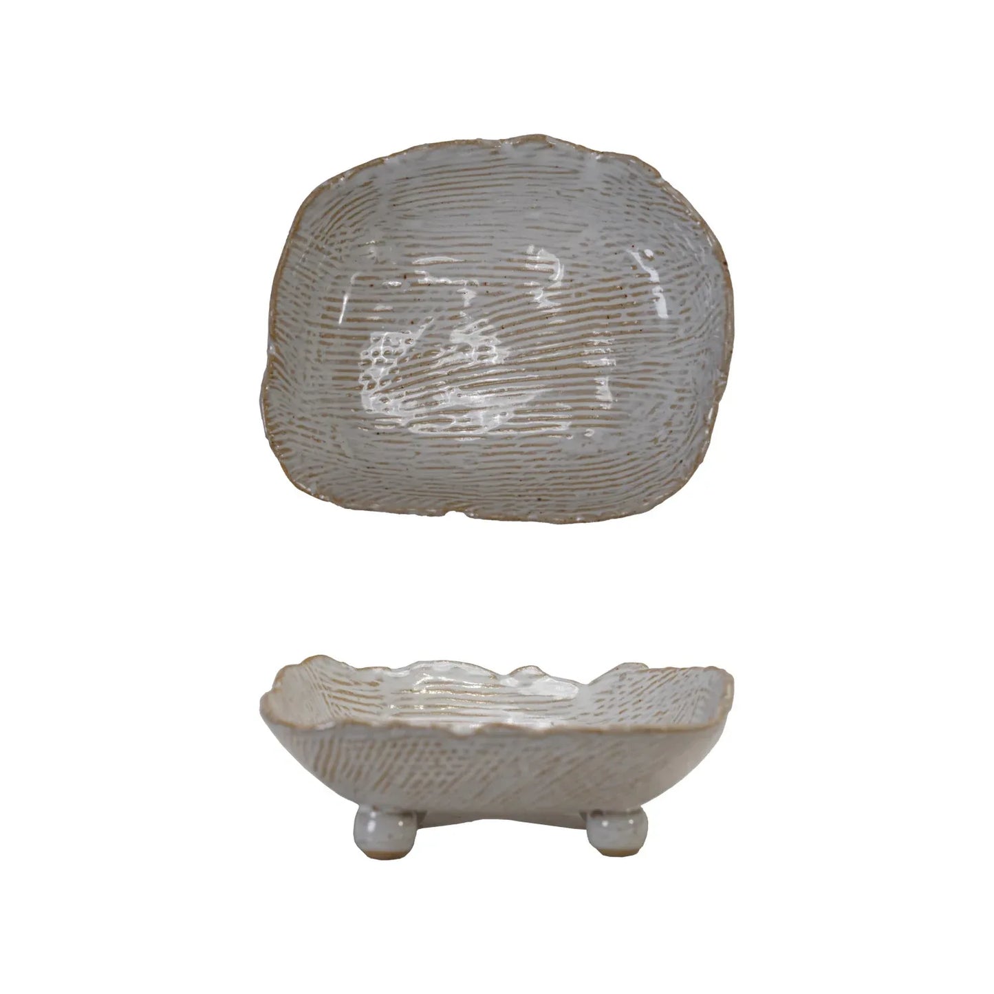 Stoneware Organic Shaped Footed Dish, White (Each One Will Vary) - Twelve 28 Market