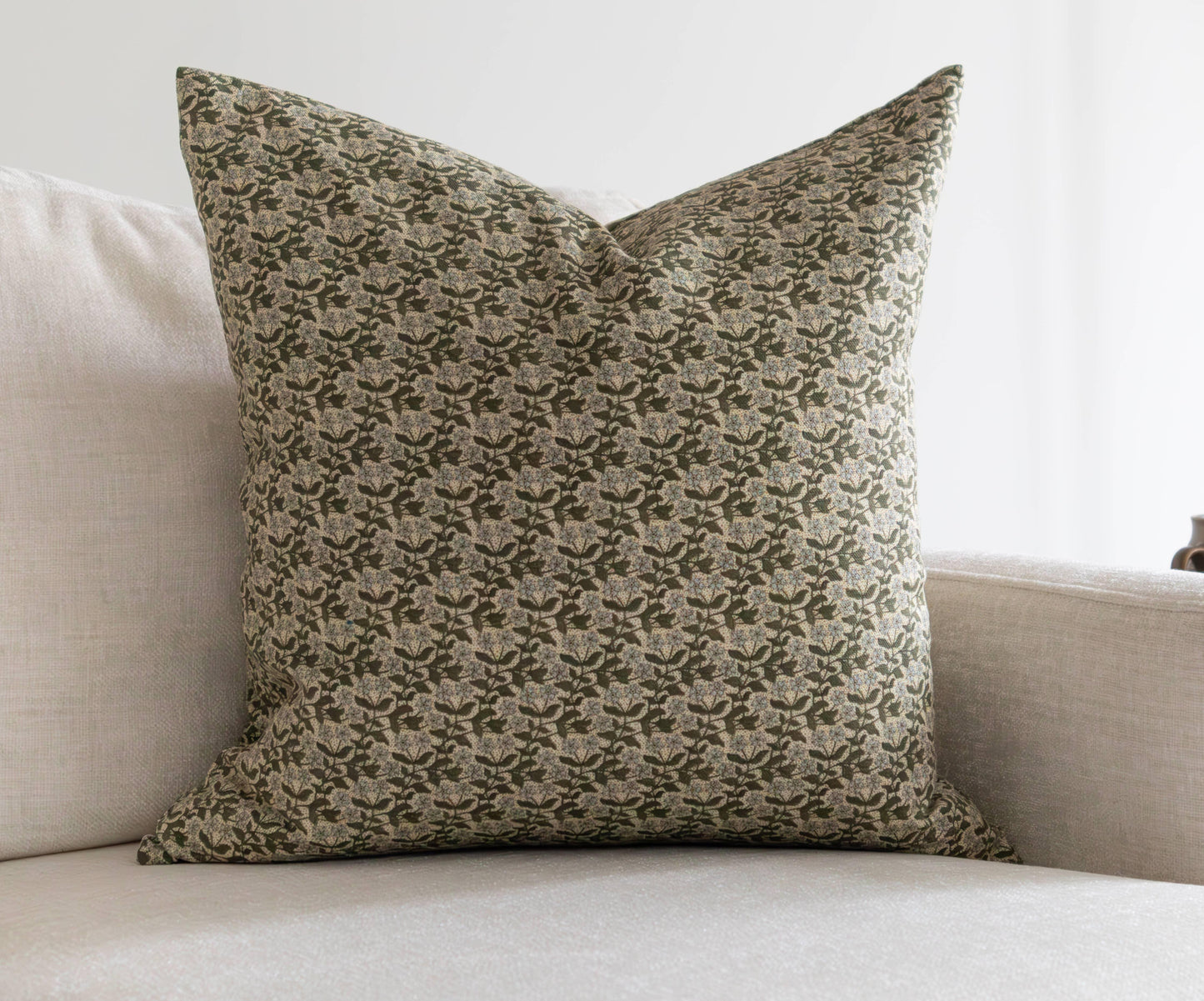 Serene Pillow Cover | Green Vintage Style Floral Throw Cover: 20” x 20” / Printed Back - Twelve 28 Market