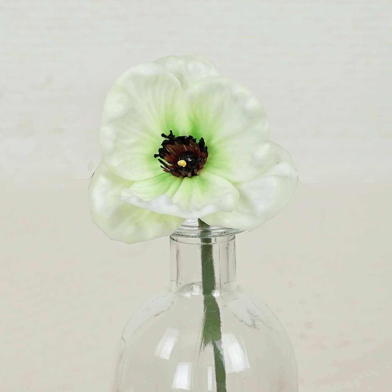 Real Touch Poppy Stem-White, 11”, Bundle of 4