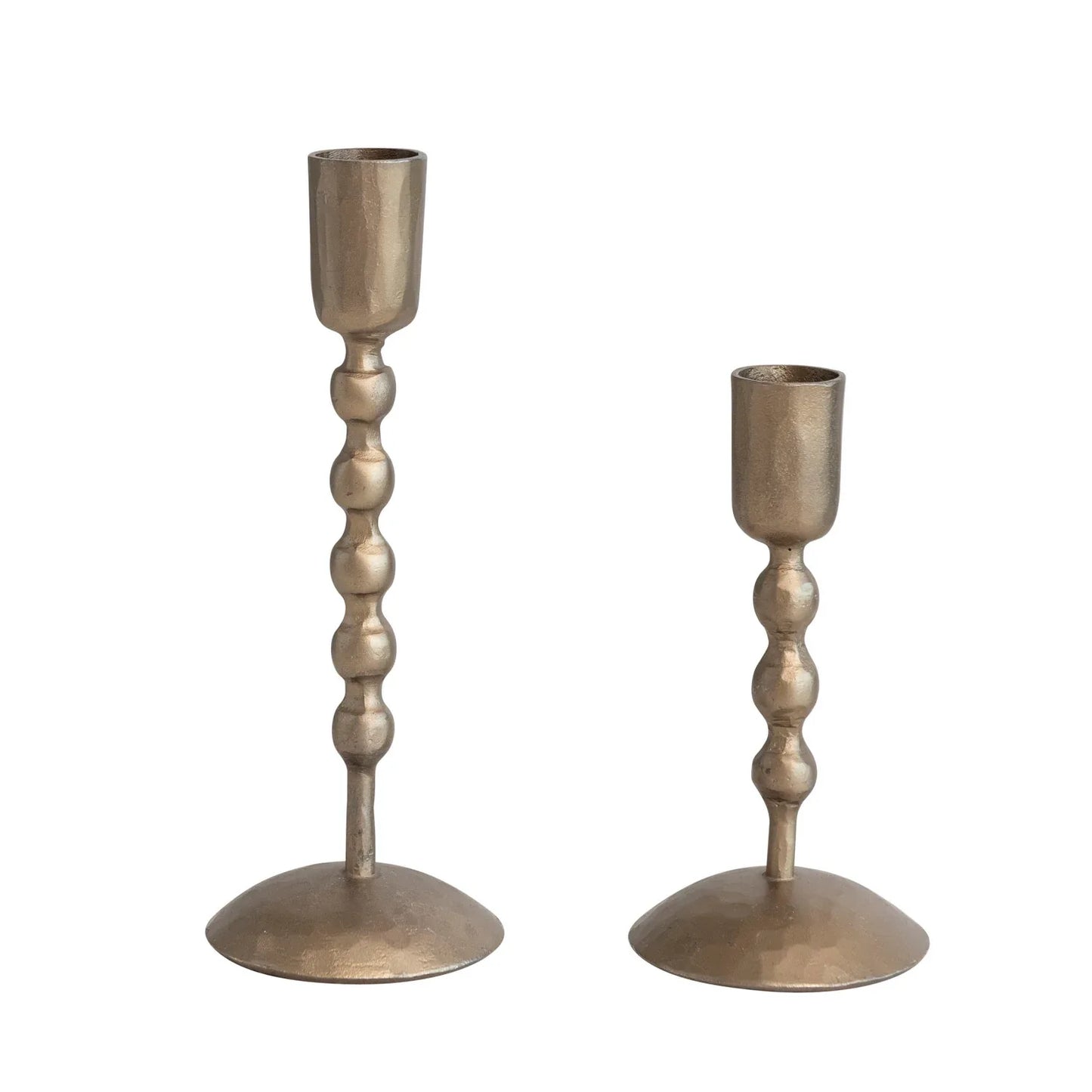 Hand-Forged Iron Taper Holders, Antique Brass Finish, Set of 2 - Twelve 28 Market