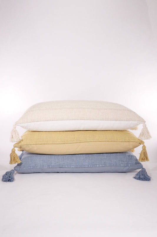Wide Stripe Tasseled 14x26 Lumbar Pillow