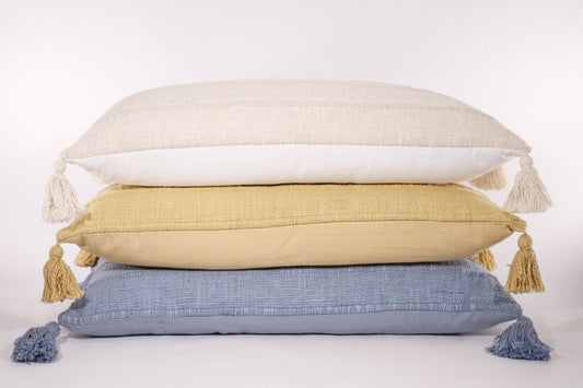 Wide Stripe Tasseled 14x26 Lumbar Pillow