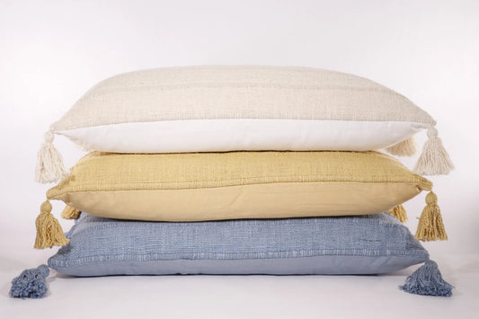 Wide Stripe Tasseled 14x26 Lumbar Pillow - Twelve 28 Market