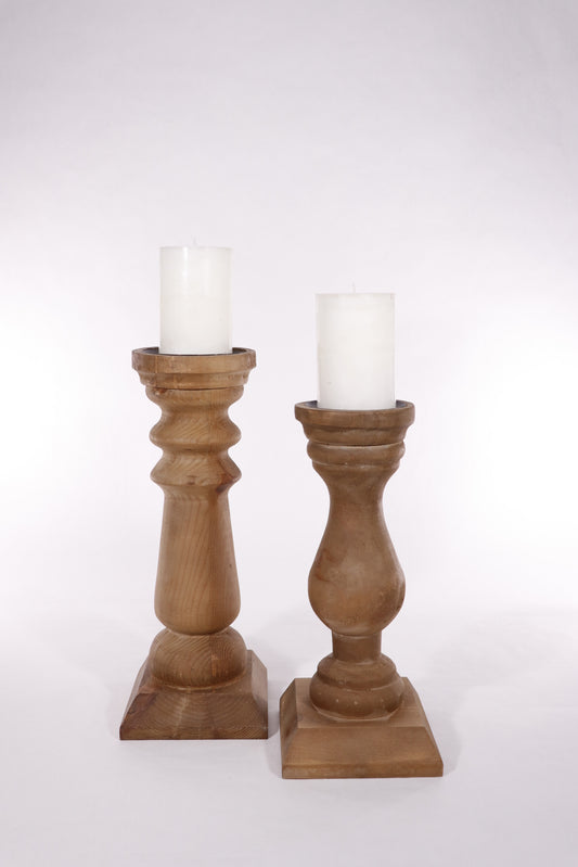 Wood Candle Holder 14"