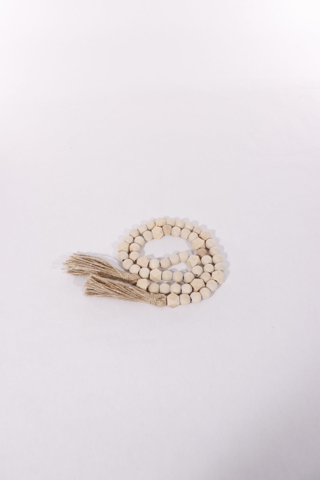 Wood Bead String With Tassels