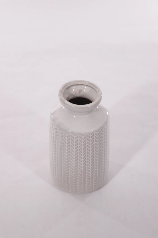 White Chevron Pattern Vase - Twelve 28 Market