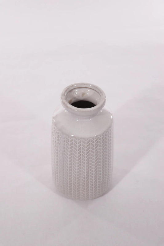 White Chevron Pattern Vase - Twelve 28 Market
