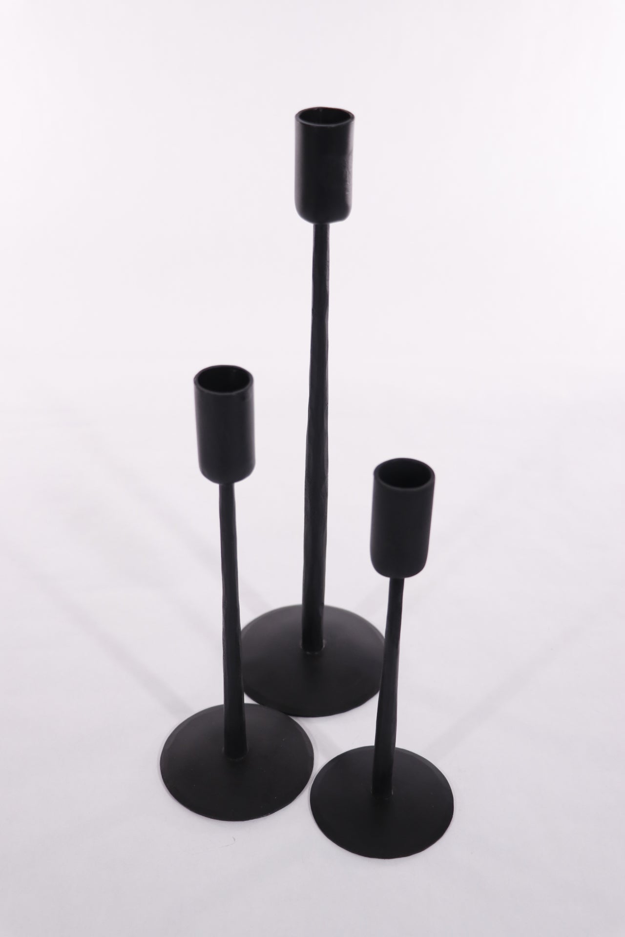 Black Forged Metal Candle Holders Set of 3