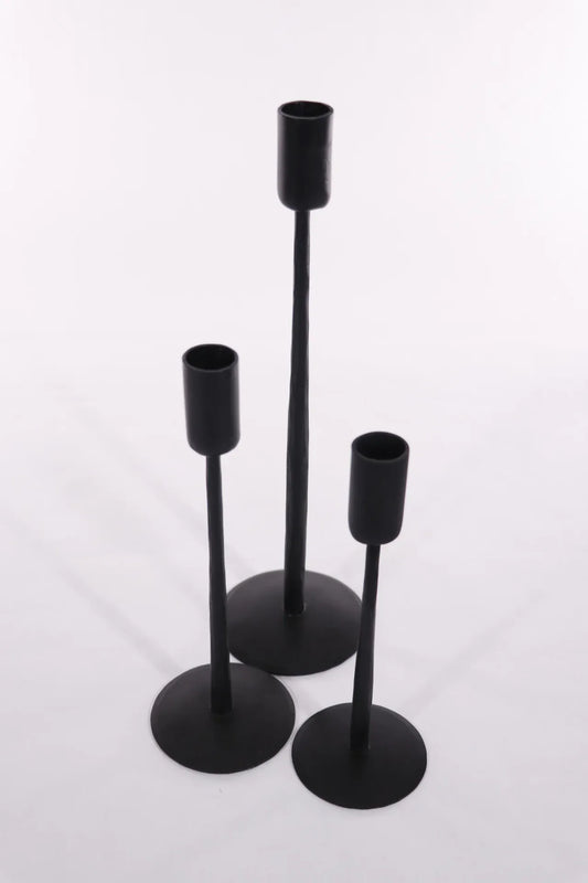 Black Forged Metal Candle Holders Set of 3 - Twelve 28 Market