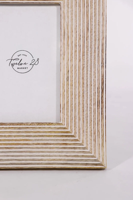 White Washed Stripe Wood Frame 4x6 - Twelve 28 Market