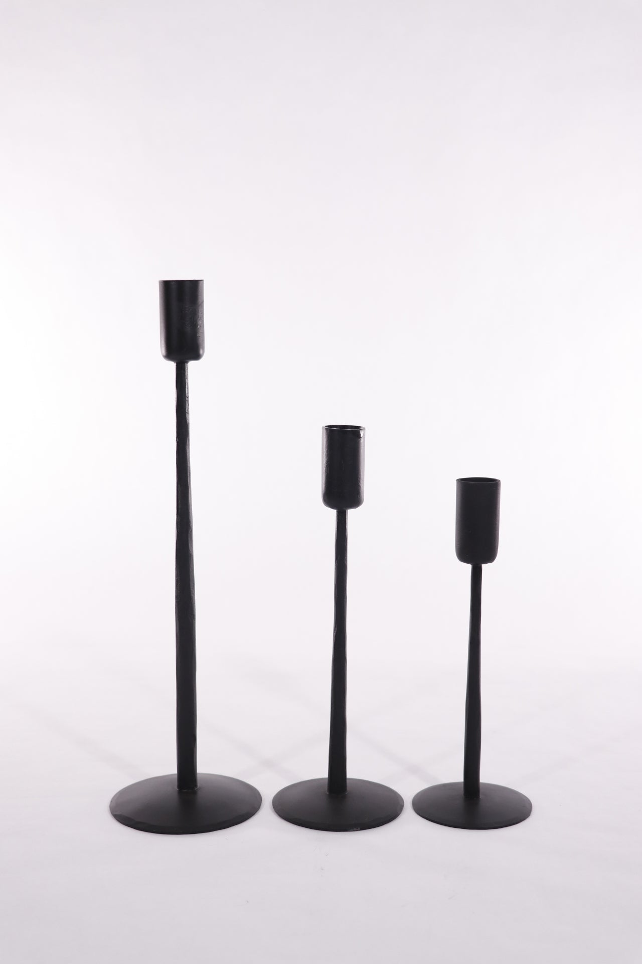 Black Forged Metal Candle Holders Set of 3