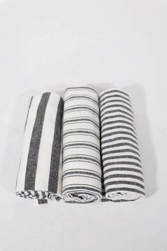 Grey Striped Kitchen Towels Set of 3 - Twelve 28 Market
