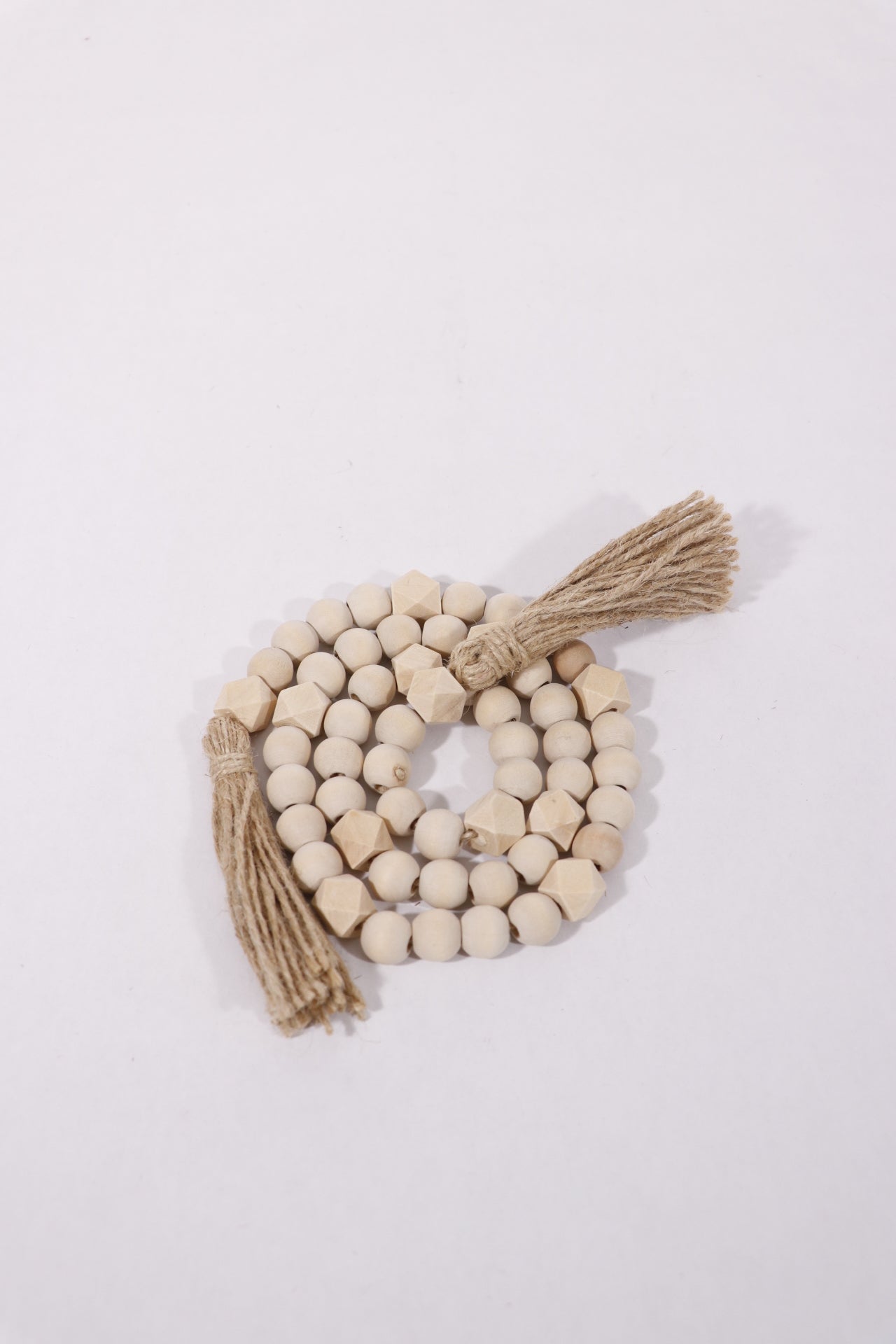Wood Bead String With Tassels