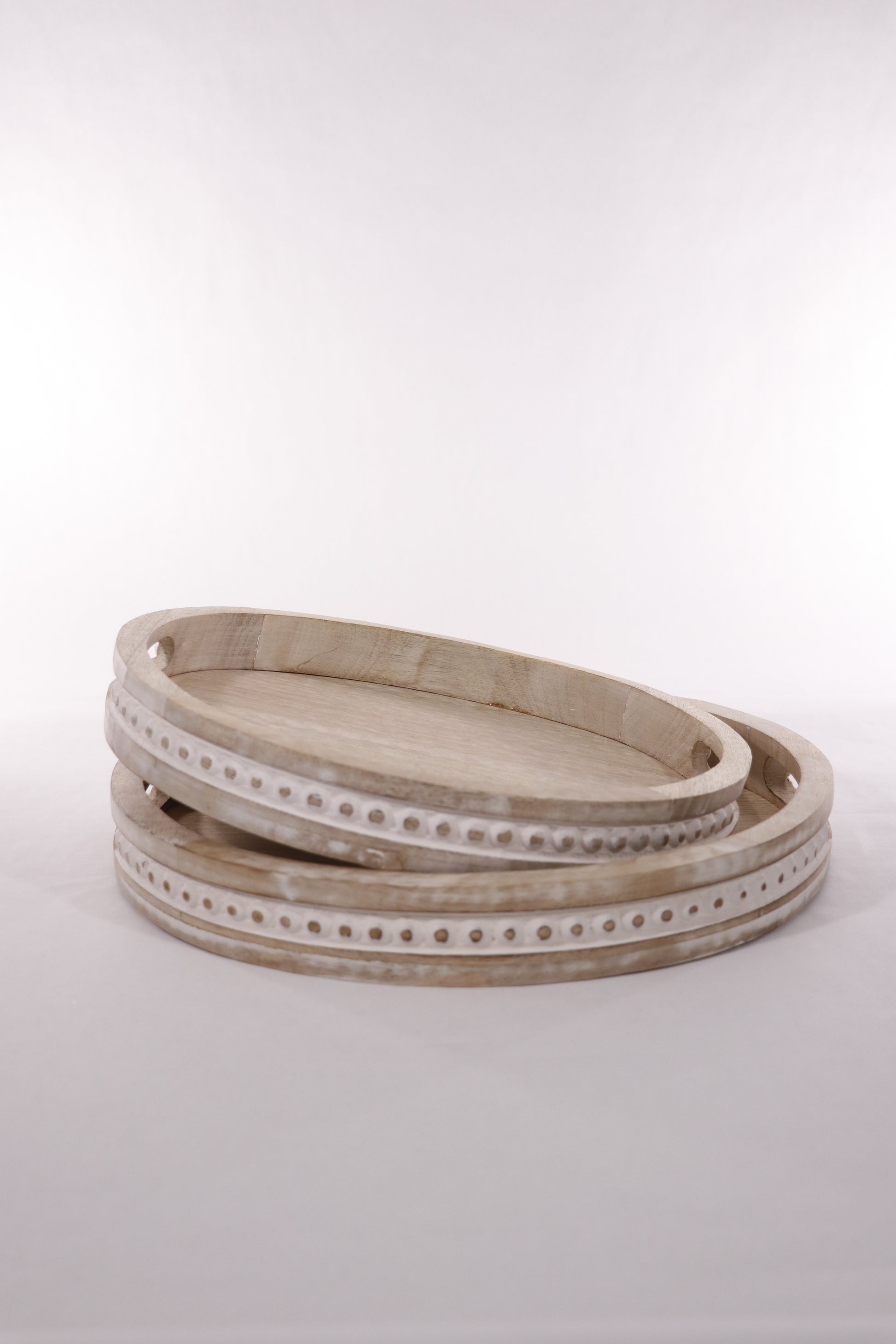 Wood serving trays with beaded edge