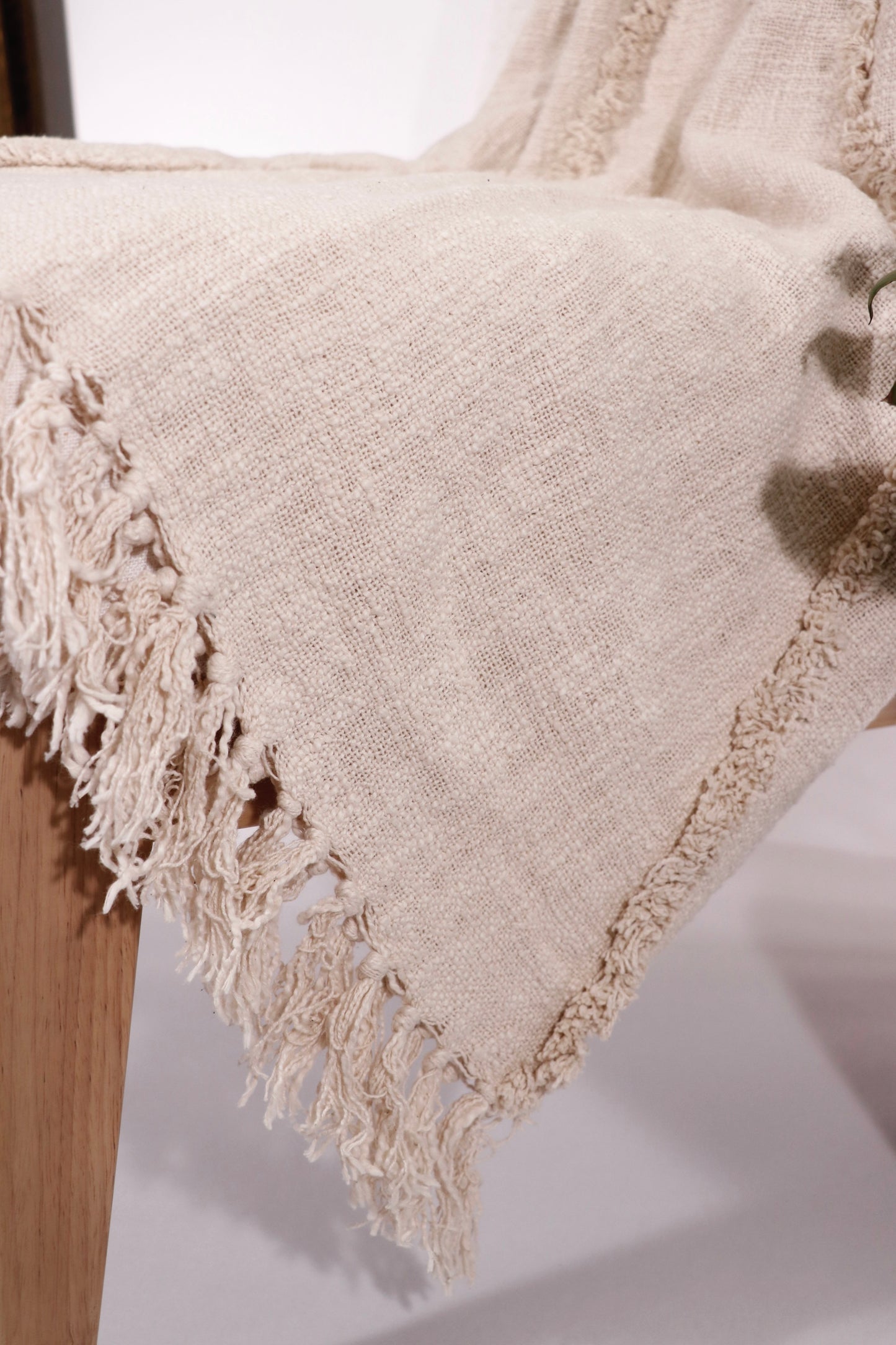 Taupe Fringed Diamond Pattern Throw Blanket