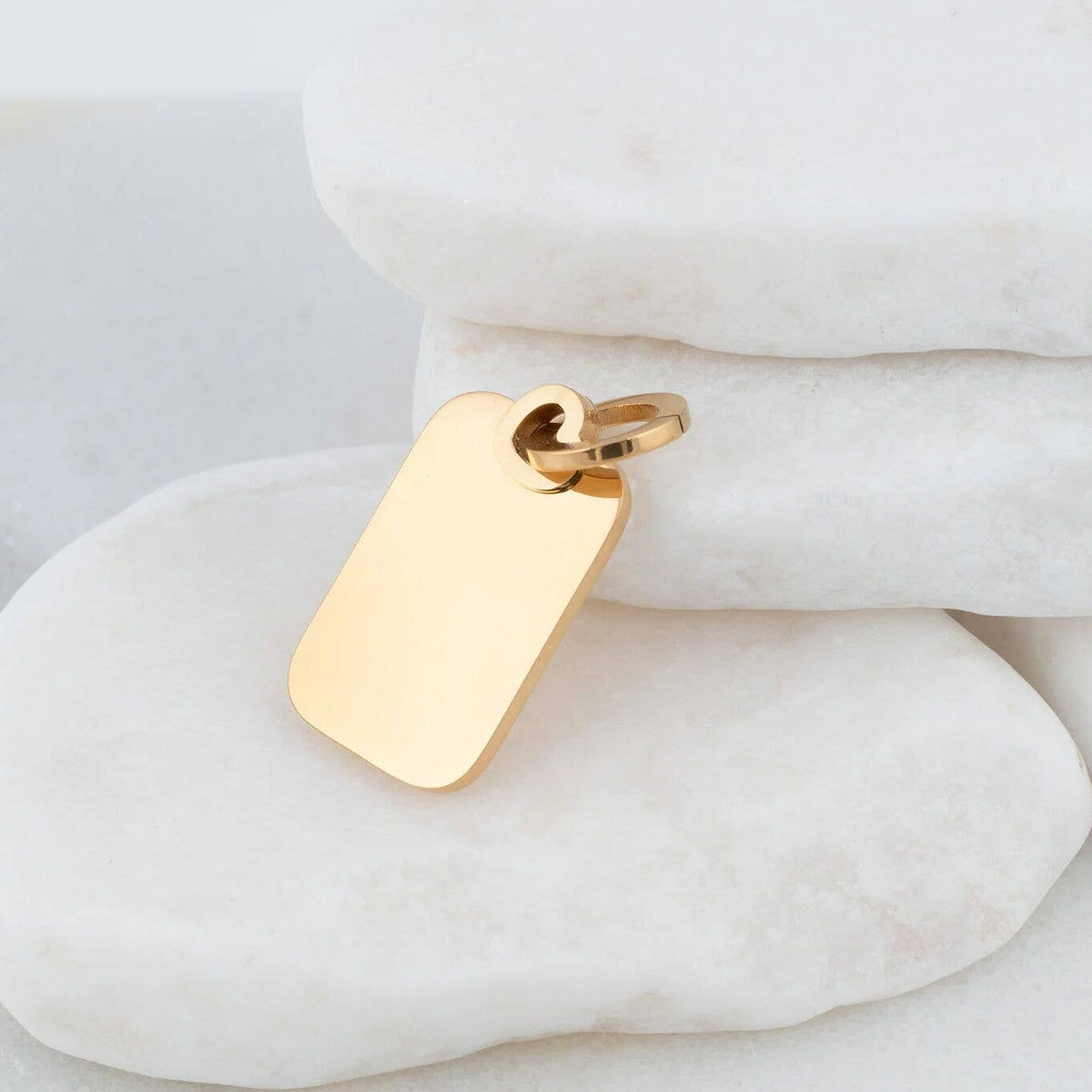 18K Gold PVD Stainless Steel Mini Tag Charm: Gold