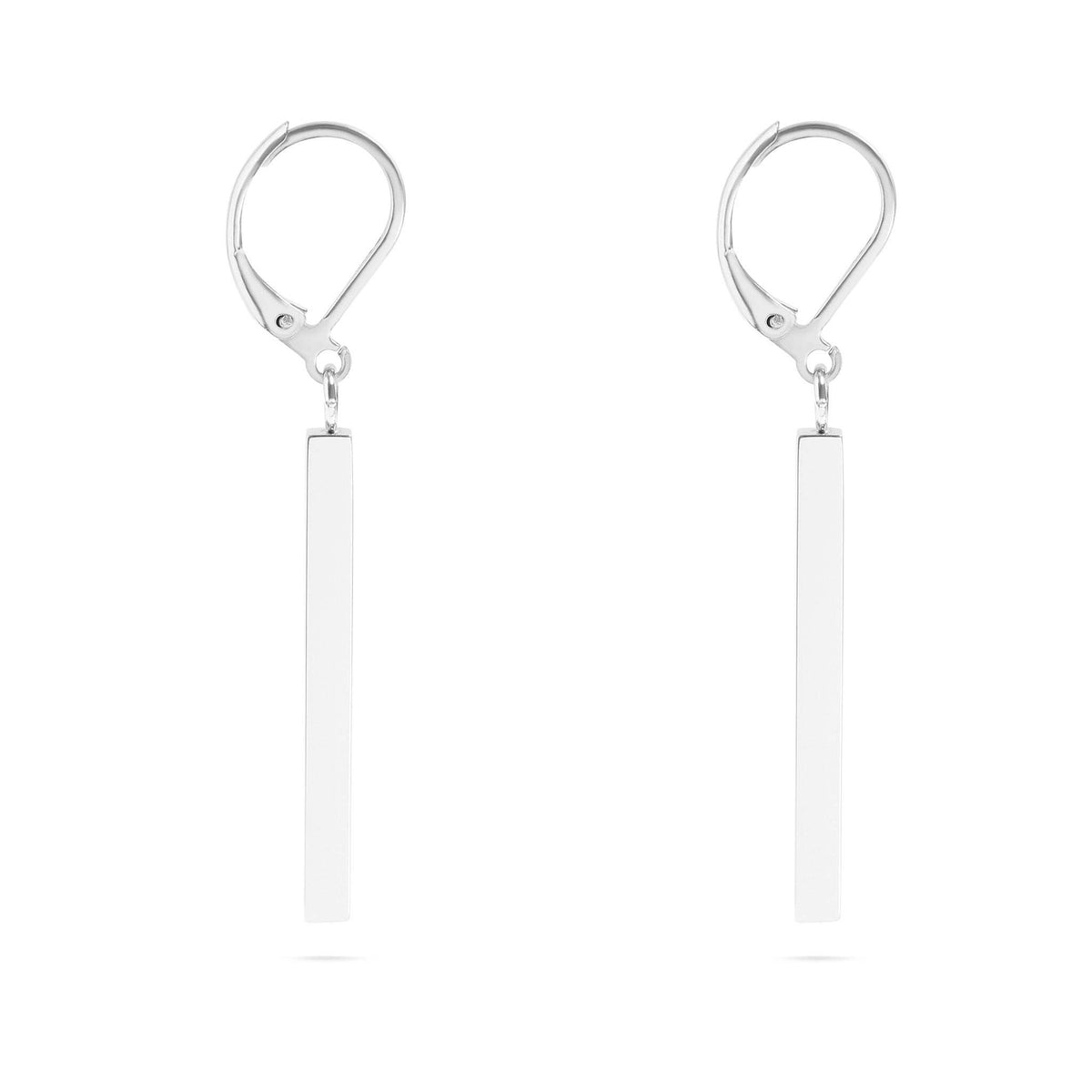 18K Gold Stainless Steel Dangle Vertical Drop Bar Earrings: Stainless