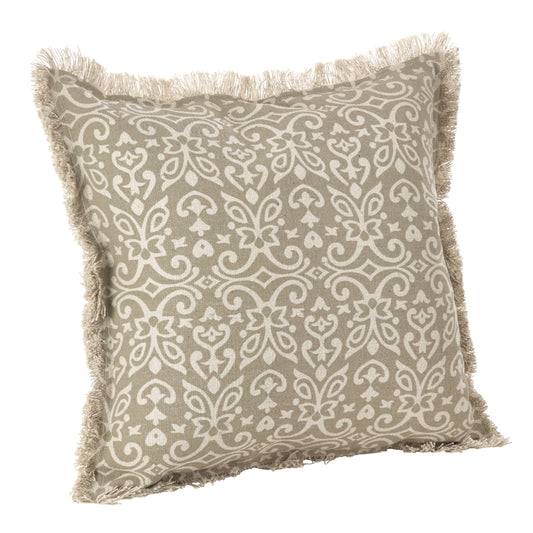 Floral Motif Pillow - Down Filled: Natural / Down Insert / 20"