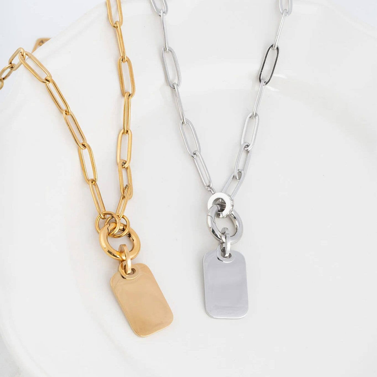18K Gold PVD Stainless Steel Mini Tag Charm: Gold