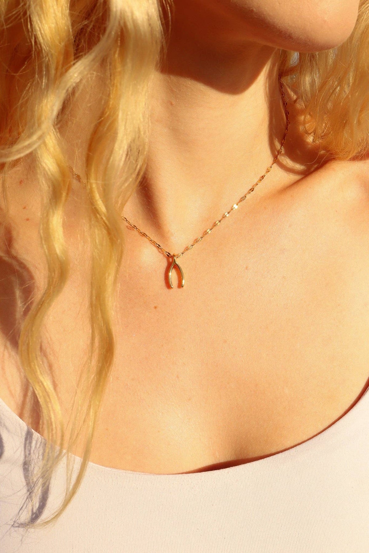18K Gold PVD Stainless Steel Wishbone Charm: Gold