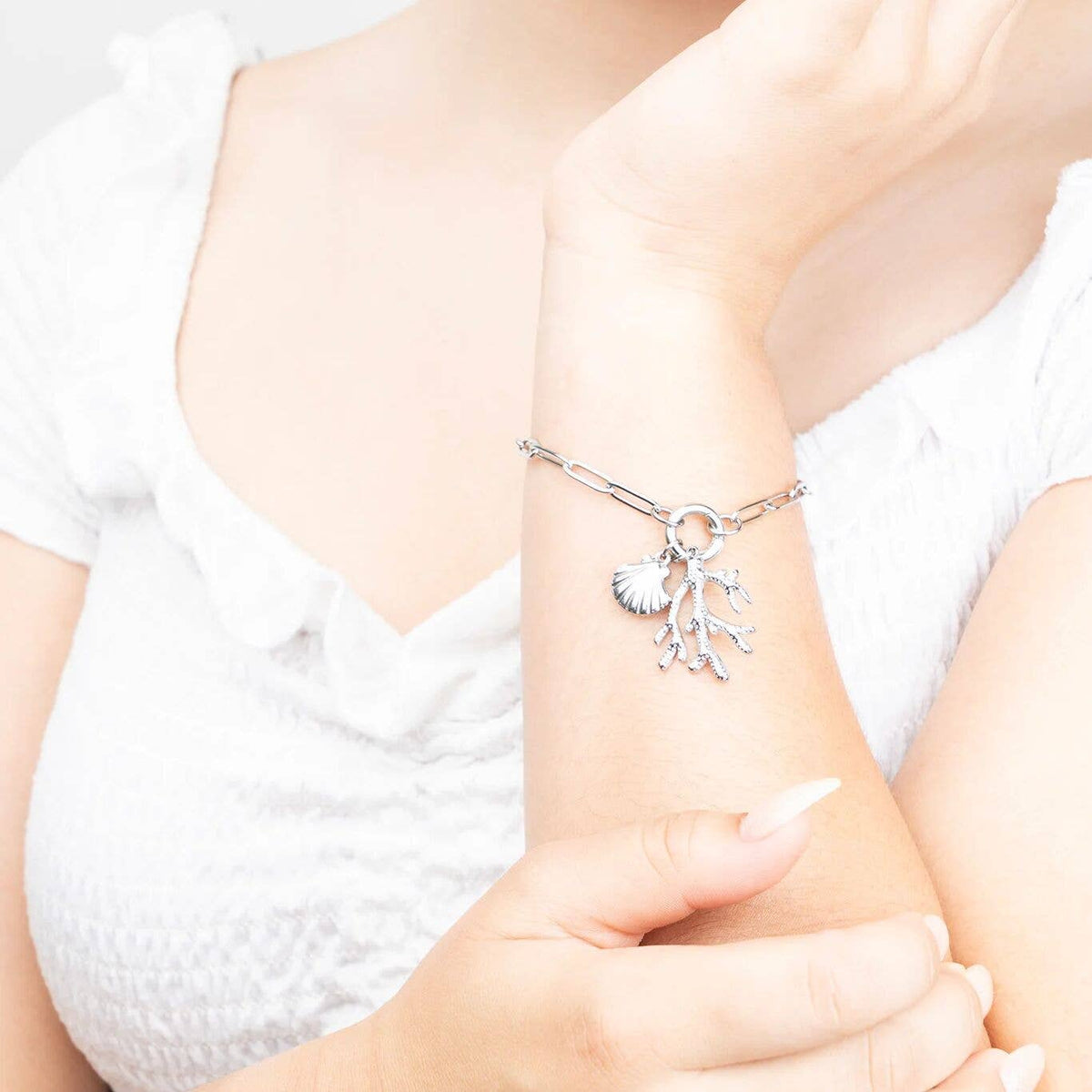 18K Gold PVD Stainless Steel Coral Charm: Gold