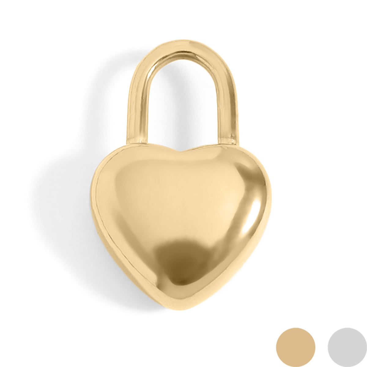 18K Gold PVD Stainless Steel Heart Padlock Charm: Gold
