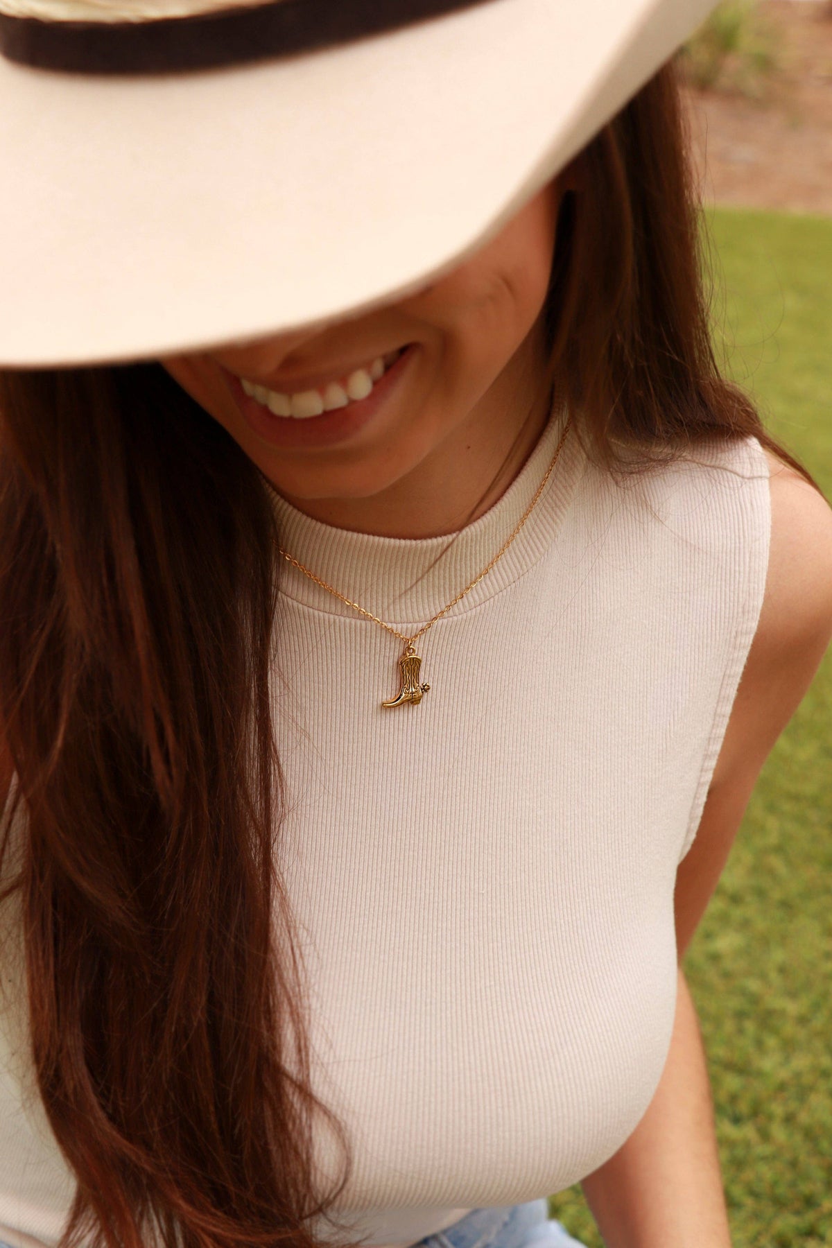 Cowboy Boot Pendant: Gold