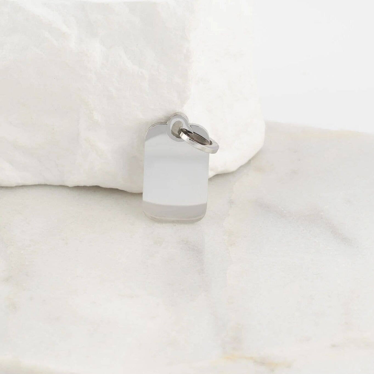 18K Gold PVD Stainless Steel Mini Tag Charm: Gold
