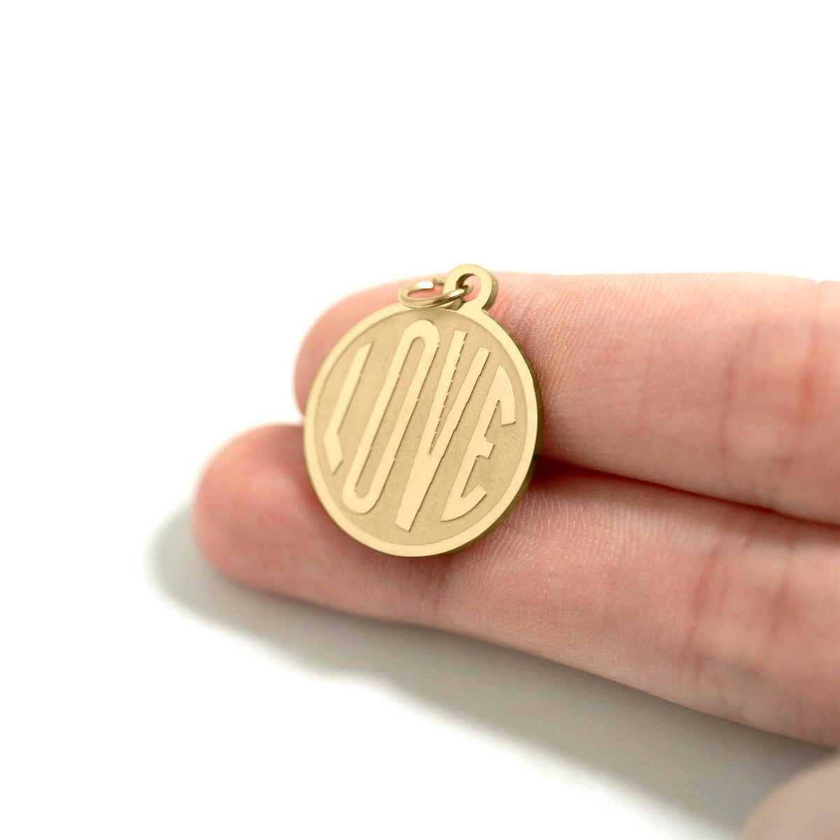 18K Gold PVD Stainless Steel Round Love Charm / PDL0254: Gold / 15mm