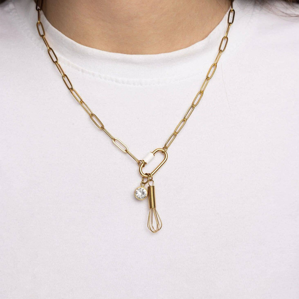 18K Gold PVD Stainless Steel Whisk Charm: Gold